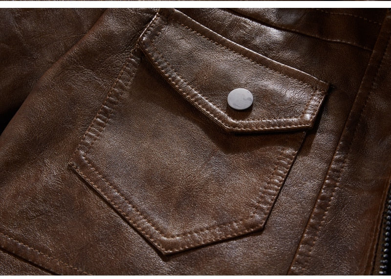 Leather Jacket with Removable Hood